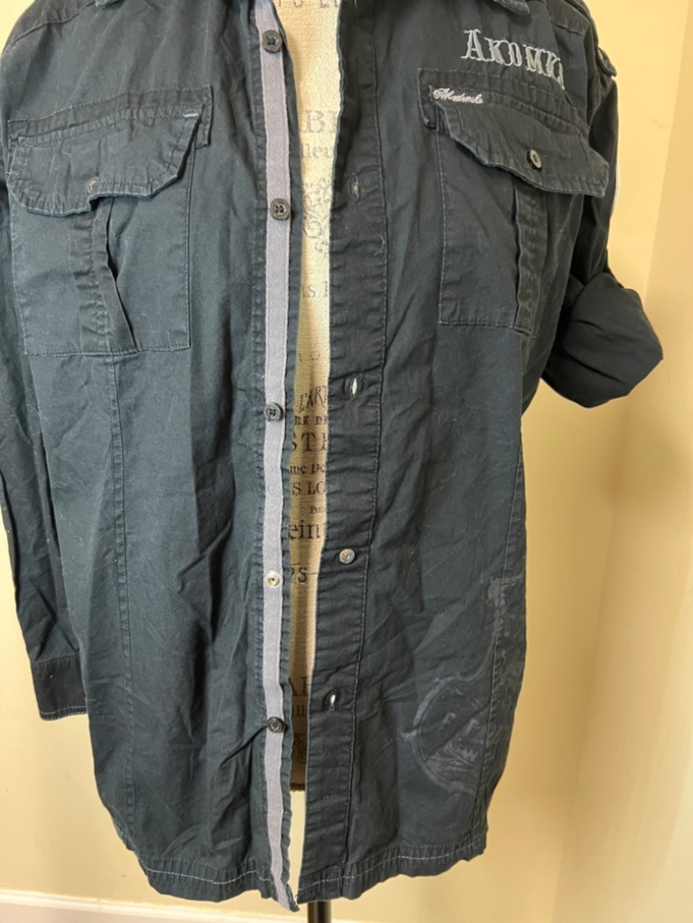 AKADEMIKS BOYS SIZE Large Black LS BUTTON FRONT SHIRT 100% Cotton Size XL - Picture 10 of 14